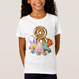 8 Ballon Kopfhörer Pizza Kawaii Trinken Skates T-Shirt