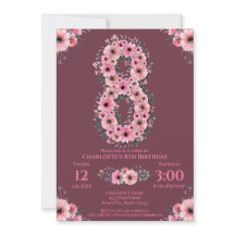 8. Big Birthday Girl Pink Blume Green Folies