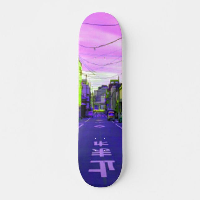 8 Bit 16 Bit Retro Art Pixel in Tokio Tokyo Stil Skateboard (Vorne)