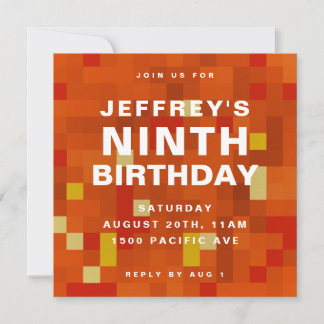 8 Bit Blockblock Orange Kindergeburtstag Party Ein Save The Date