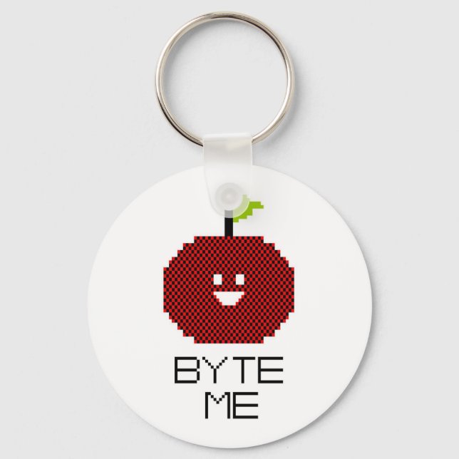8 Bit Byte Me Niedliche Apple Pixel Art Schlüsselanhänger (Vorderseite)