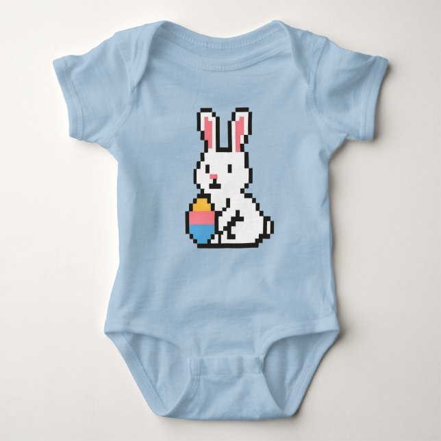 8 bit cute Easter bunny/rabbit Baby Bodysuit Strampler (Vorderseite)