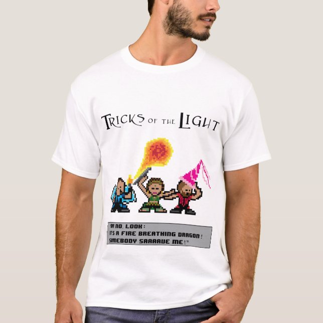 8 Bit-Drache-und Schild-Feuer-Explosion T-Shirt (Vorderseite)