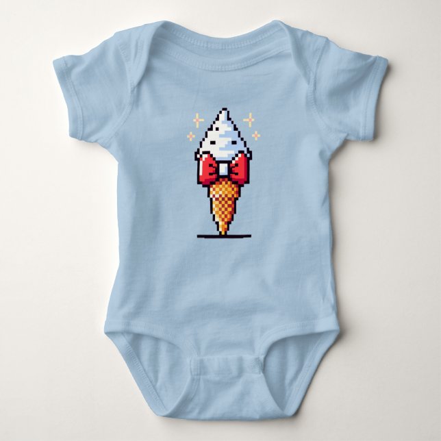 8 Bit Eiscreme Elegance: Dapper Dessert Design Baby Strampler (Vorderseite)