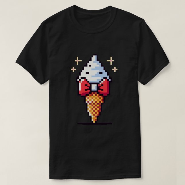 8 Bit Eiscreme Elegance: Dapper Dessert Design T-Shirt (Design vorne)