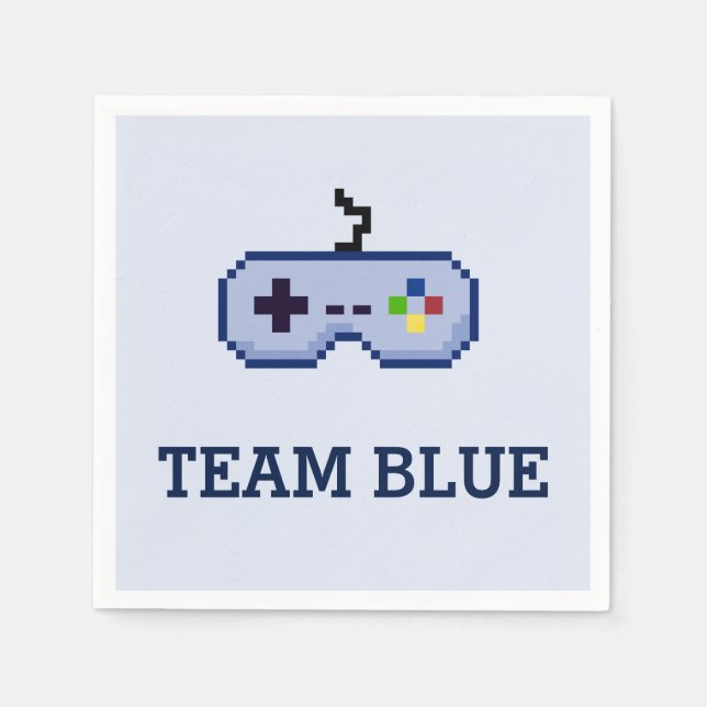 8-Bit Gamer Gender Reveal Team Blue Serviette (Vorderseite)