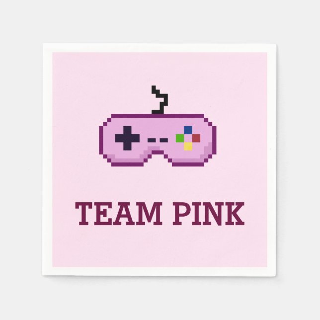 8-Bit Gamer Gender Reveal Team Pink Serviette (Vorderseite)