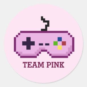 8-Bit Gamer Gender Reveal Team Pink Stickers