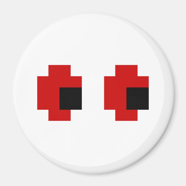 8 Bit Gruselige Rote Augen Magnet (Vorne)