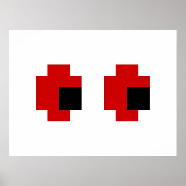 8 Bit Gruselige Rote Augen Poster (Vorne)