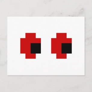 8 Bit Gruselige Rote Augen Postkarte