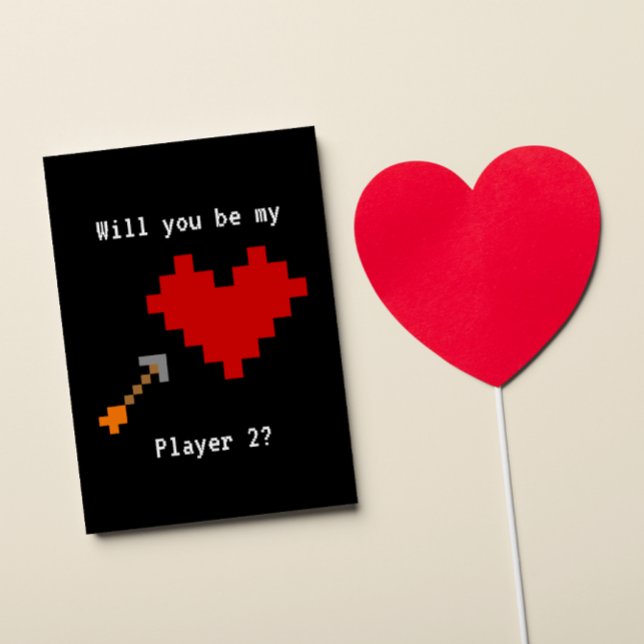 8 Bit Heart and Arrow Player Two Valentine Karte (Von Creator hochgeladen)