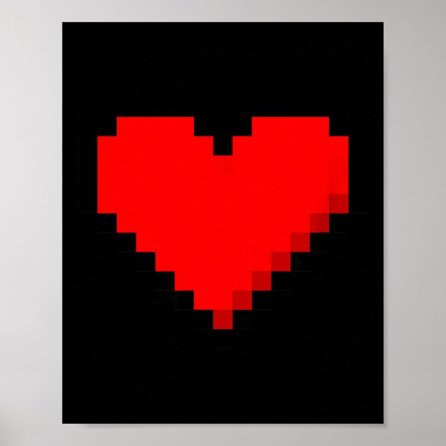 8 Bit Heart Retro Valentines Day Xel Artwork  Poster (Vorne)