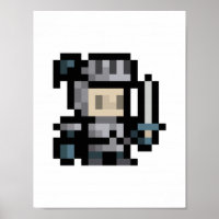 8-Bit Knight 16x16 Sprite Pixel Art Poster