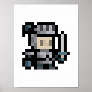 8-Bit Knight 16x16 Sprite Pixel Art Poster