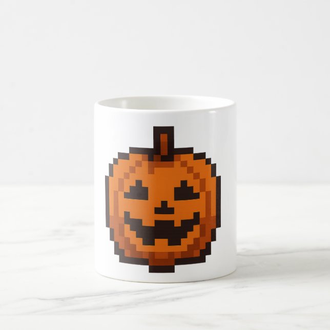 8-Bit Kürbisgesicht Kaffeetasse (Mittel)