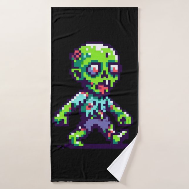 8-Bit lustiger Zombie Halloween  Badehandtuch (Badehandtuch)