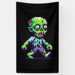 8-Bit lustiger Zombie Halloween Banner