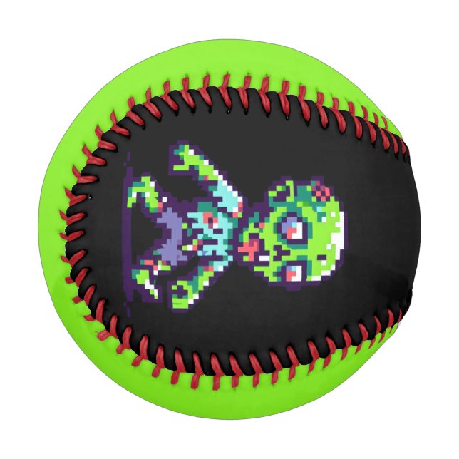 8-Bit lustiger Zombie Halloween  Baseball (Vorderseite Links)