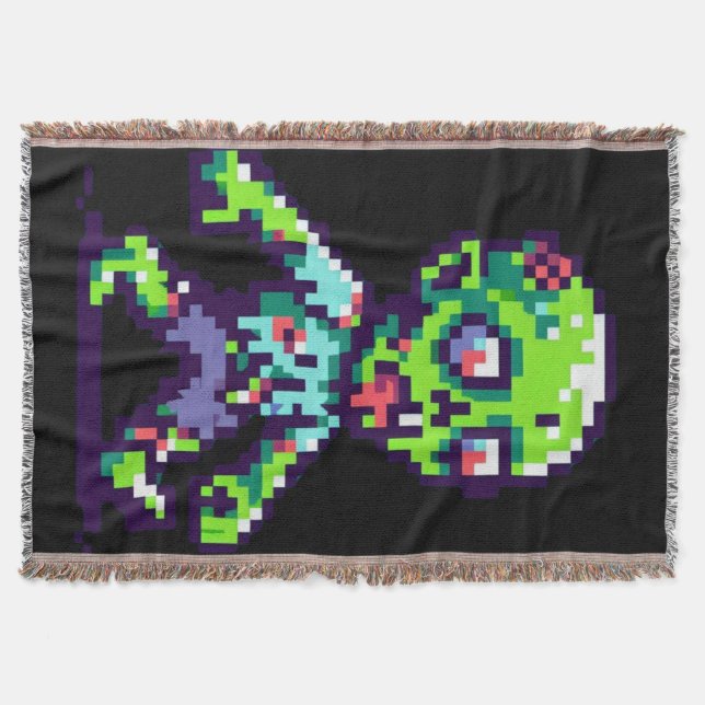 8-Bit lustiges Zombie Halloween Decke (Vorderseite)