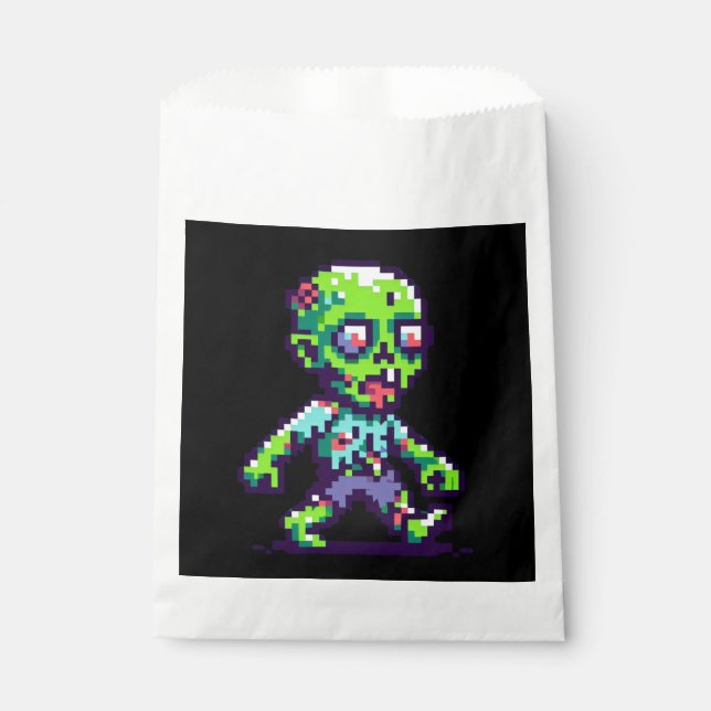 8-Bit lustiges Zombie Halloween Geschenktütchen (Vorderseite)