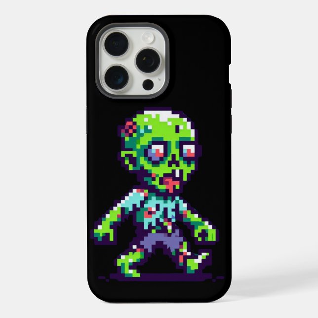 8-Bit lustiges Zombie Halloween iPhone Hülle (Rückseite)