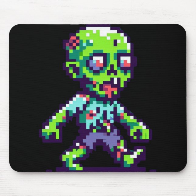 8-Bit lustiges Zombie Halloween Mousepad (Vorne)