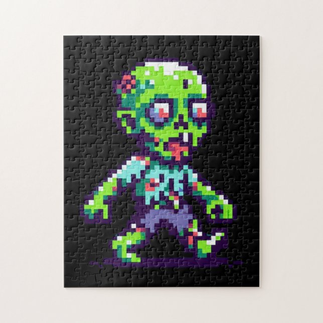 8-Bit lustiges Zombie Halloween Puzzle (Vertikal)