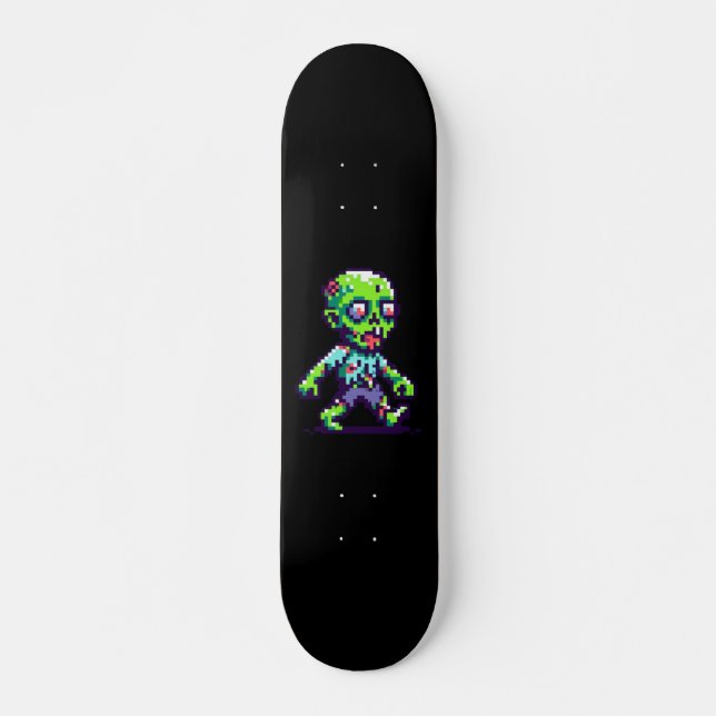 8-Bit lustiges Zombie Halloween Skateboard (Vorne)