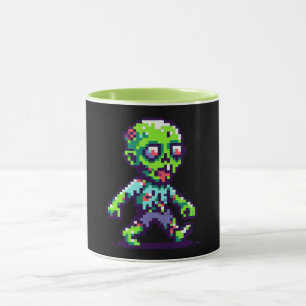 8-Bit lustiges Zombie Halloween Tasse