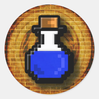 8 Bit Manatränke Flash Gold Gold Runder Aufkleber