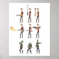 8-Bit Mini Zombie Apokalypse Pixel Art Poster