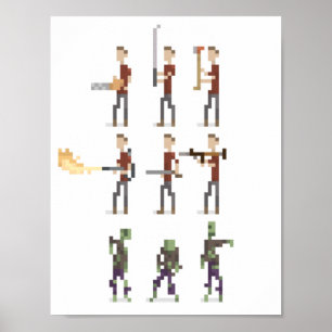 8-Bit Mini Zombie Apokalypse Pixel Art Poster