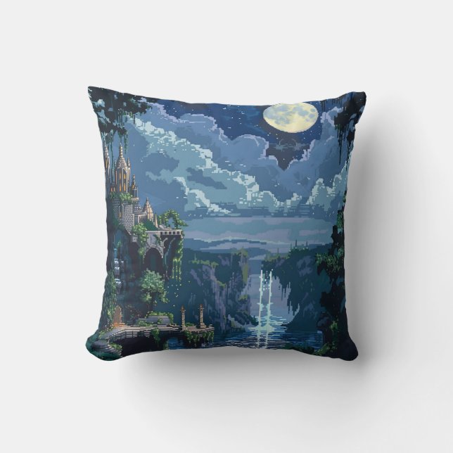 8 Bit Moonlit Castle Kissen (Vorderseite)
