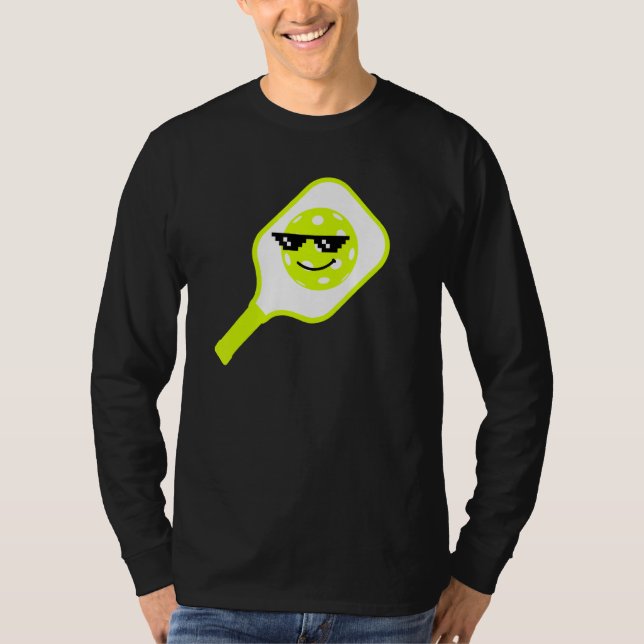 8 Bit Nft Pixel Pickleball mit Sonnenbrille Meme T-Shirt (Vorderseite)