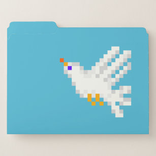 8-Bit Niedliche moderne Pixel Art White Dove Fun G Papiermappe
