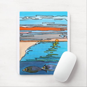 8-Bit-Ozean-Sonnenaufgang-Gemälde von Alfred Fox Mousepad