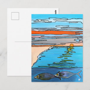 8-Bit-Ozean-Sonnenaufgang-Gemälde von Alfred Fox Postkarte