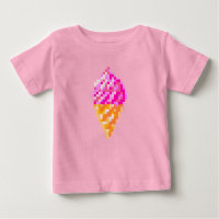 8-Bit-Pixel-Art pinkfarbenen Eis-Kegel zeichnend