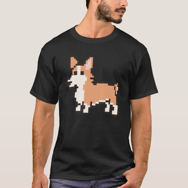 8 Bit Pixel Corgi T-Shirt (Vorderseite)