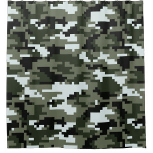 8 Bit Pixel Digital Urban Camouflage / Camouflage Duschvorhang