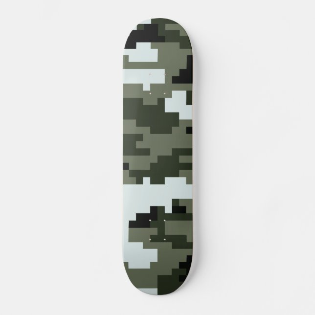 8 Bit Pixel Digital Urban Camouflage / Camouflage Skateboard (Vorderseite)