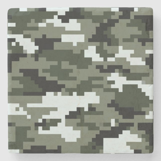 8 Bit Pixel Digital Urban Camouflage / Camouflage Steinuntersetzer (Vorderseite)