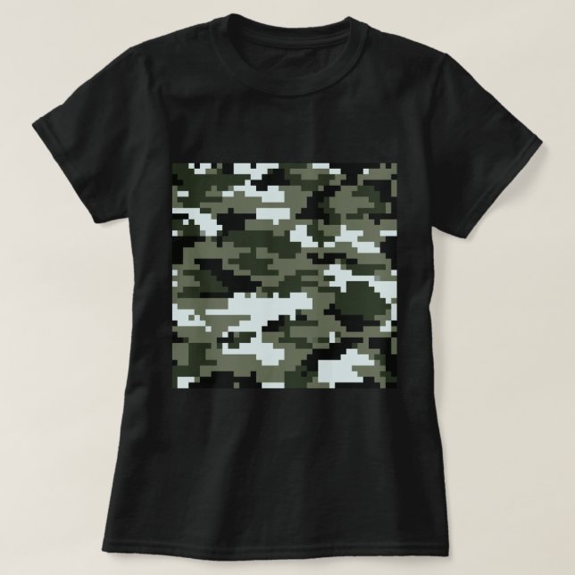 8 Bit Pixel Digital Urban Camouflage / Camouflage T-Shirt (Design vorne)