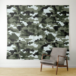 8 Bit Pixel Digital Urban Camouflage / Camouflage Wandteppich