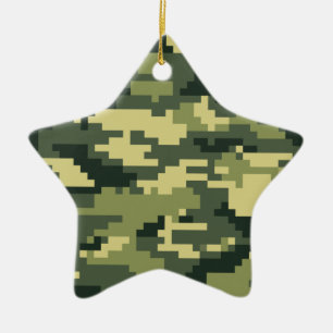 8 Bit-Pixel-Digital-Waldtarnung/-Camouflage Keramik Ornament