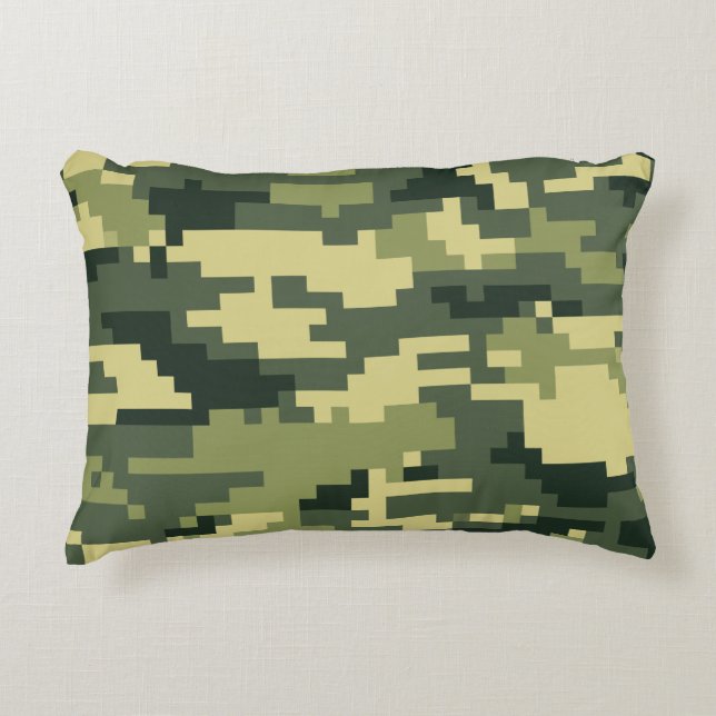 8 Bit Pixel Digital Woodland Camouflage / Camoufla Dekokissen (Vorderseite)