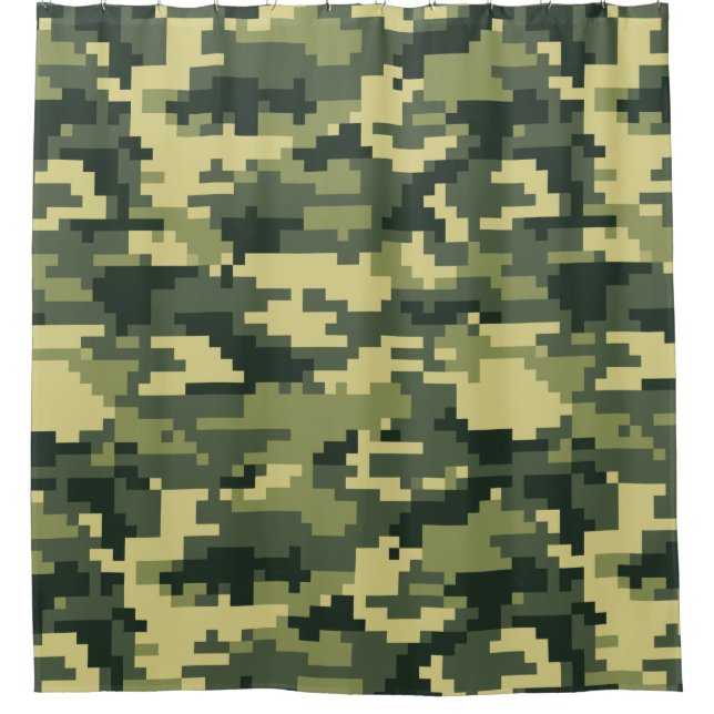 8 Bit Pixel Digital Woodland Camouflage / Camoufla Duschvorhang (Vorderseite)