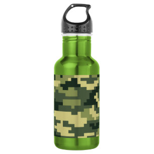 8 Bit Pixel Digital Woodland Camouflage / Camoufla Edelstahlflasche