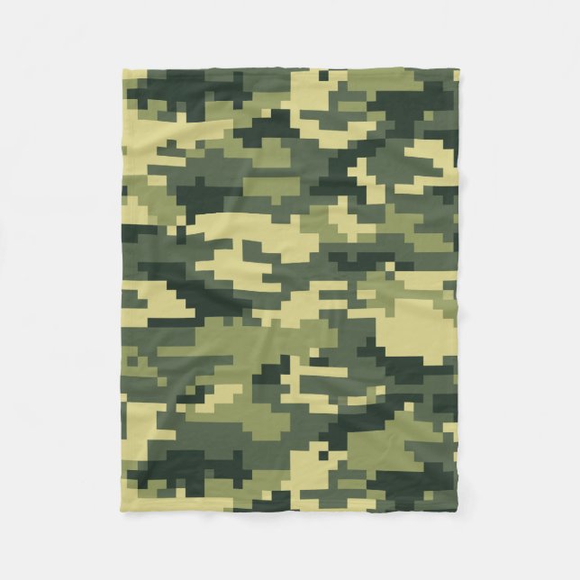 8 Bit Pixel Digital Woodland Camouflage / Camoufla Fleecedecke (Vorderseite)